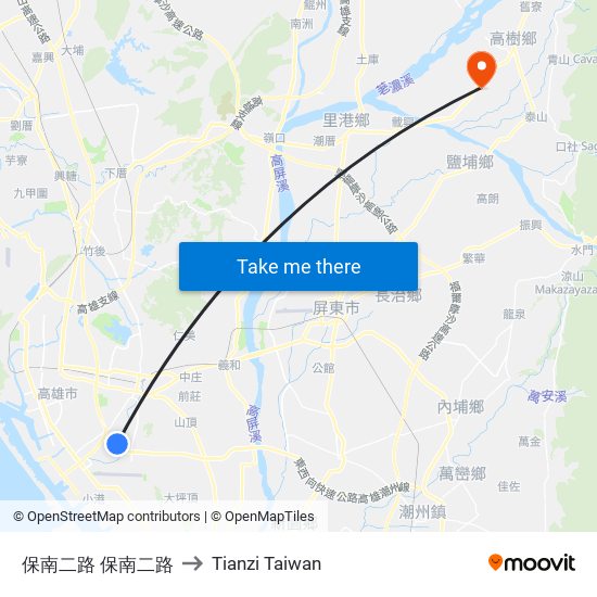 保南二路 保南二路 to Tianzi Taiwan map