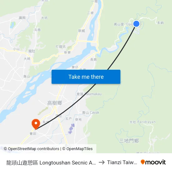 龍頭山遊憩區 Longtoushan Secnic Area to Tianzi Taiwan map
