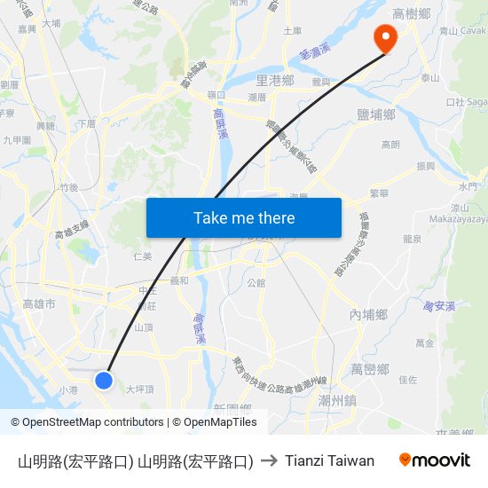 山明路(宏平路口) 山明路(宏平路口) to Tianzi Taiwan map