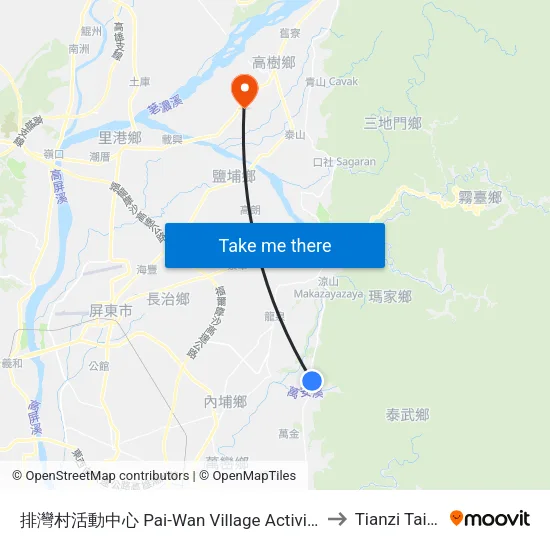 排灣村活動中心 Pai-Wan Village Activity Center to Tianzi Taiwan map