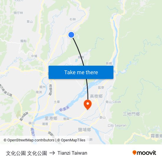 文化公園 文化公園 to Tianzi Taiwan map