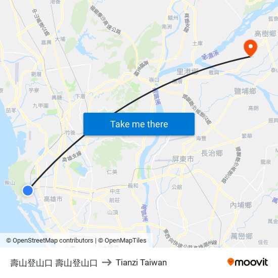 壽山登山口 壽山登山口 to Tianzi Taiwan map