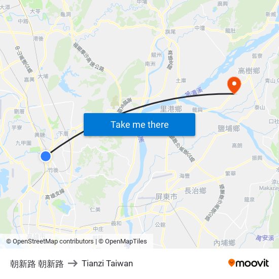 朝新路 朝新路 to Tianzi Taiwan map