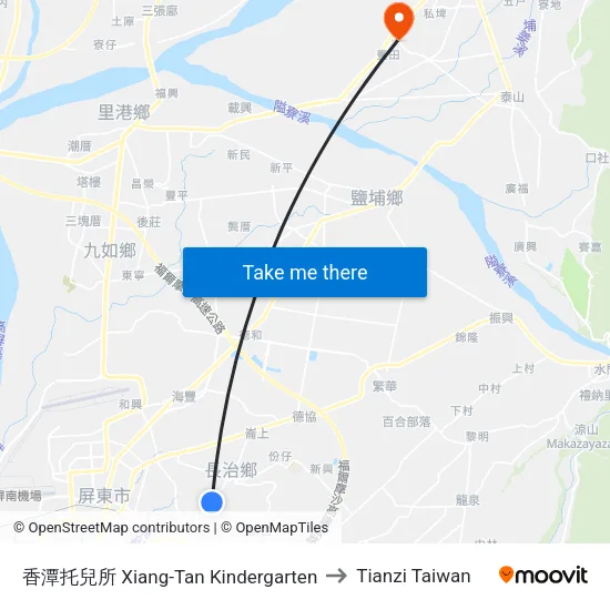 香潭托兒所 Xiang-Tan Kindergarten to Tianzi Taiwan map
