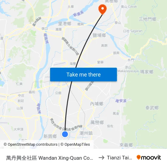 萬丹興全社區 Wandan Xing-Quan Community to Tianzi Taiwan map