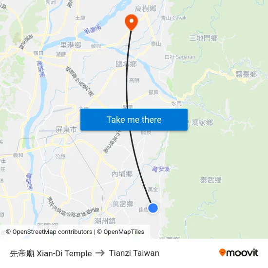 先帝廟 Xian-Di Temple to Tianzi Taiwan map