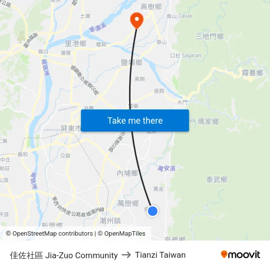 佳佐社區 Jia-Zuo Community to Tianzi Taiwan map