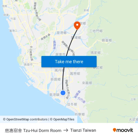 慈惠宿舍 Tzu-Hui Dorm Room to Tianzi Taiwan map