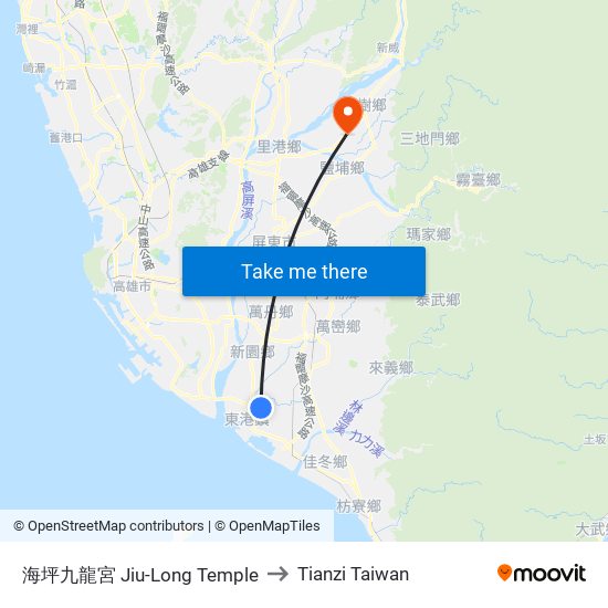 海坪九龍宮 Jiu-Long Temple to Tianzi Taiwan map