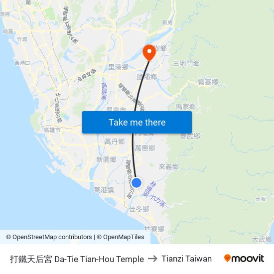 打鐵天后宮 Da-Tie Tian-Hou Temple to Tianzi Taiwan map