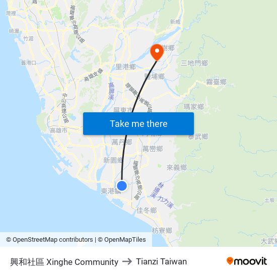 興和社區 Xinghe Community to Tianzi Taiwan map