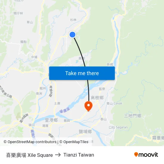 喜樂廣場 Xile Square to Tianzi Taiwan map