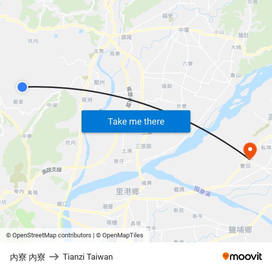 內寮 內寮 to Tianzi Taiwan map