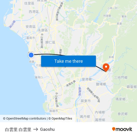 白雲里 白雲里 to Gaoshu map