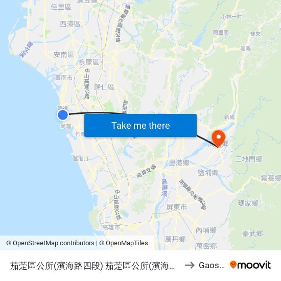 茄萣區公所(濱海路四段) 茄萣區公所(濱海路四段) to Gaoshu map