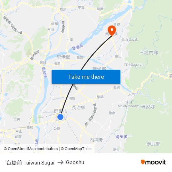 台糖前 Taiwan Sugar to Gaoshu map