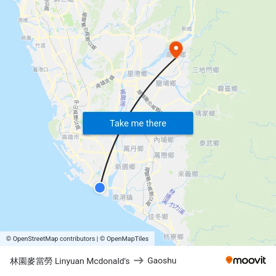 Linyuan McDonald's to Gaoshu map
