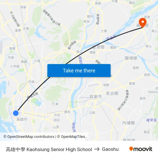高雄中學 Kaohsiung Senior High School to Gaoshu map