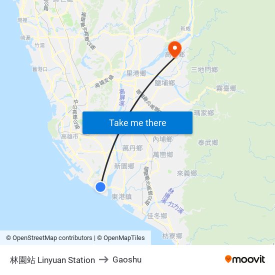 林園站 Linyuan Station to Gaoshu map