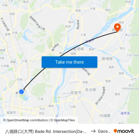 八德路口(大灣) Bade Rd. Intersection(Da-Wan) to Gaoshu map