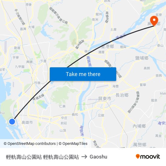 輕軌壽山公園站 輕軌壽山公園站 to Gaoshu map