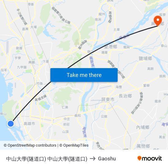 中山大學(隧道口) 中山大學(隧道口) to Gaoshu map
