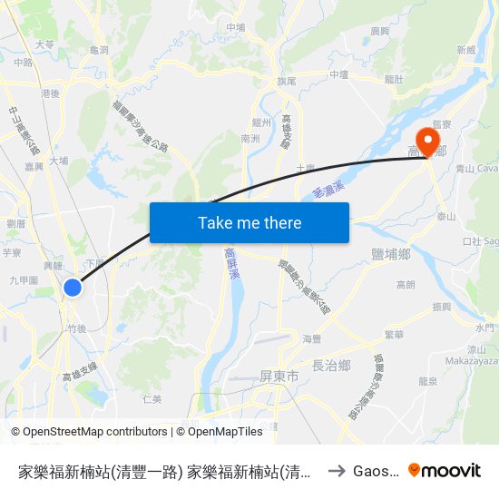 家樂福新楠站(清豐一路) 家樂福新楠站(清豐一路) to Gaoshu map