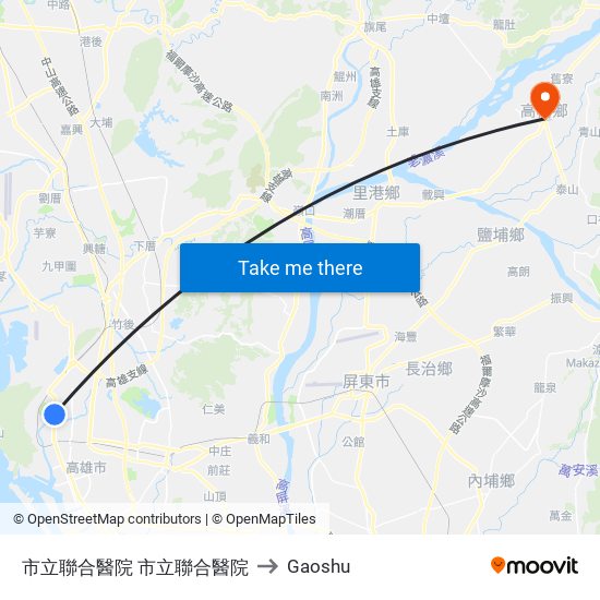 市立聯合醫院 市立聯合醫院 to Gaoshu map