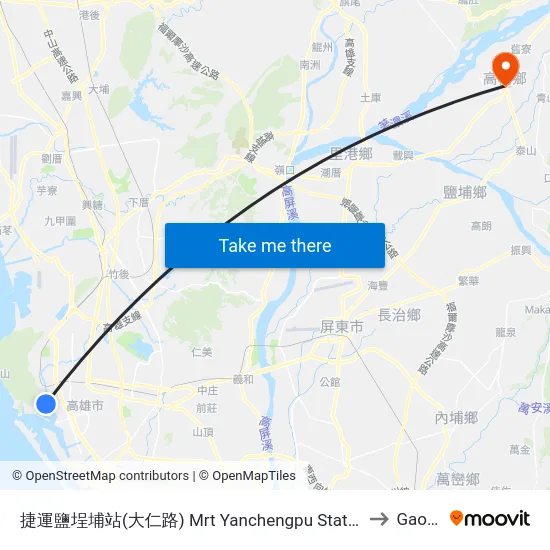 捷運鹽埕埔站(大仁路) Mrt Yanchengpu Station(Daren Rd.) to Gaoshu map