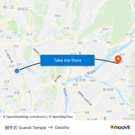 關帝宮 Guandi Temple to Gaoshu map