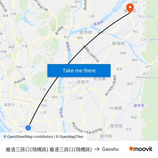 廠邊三路口(飛機路) 廠邊三路口(飛機路) to Gaoshu map