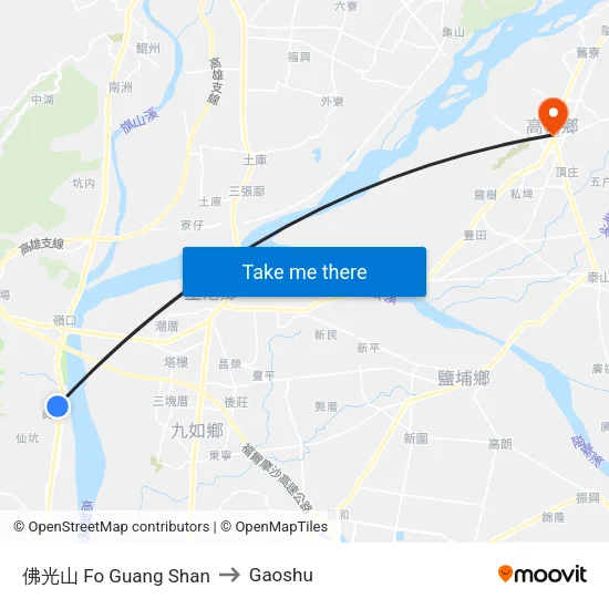 佛光山 Fo Guang Shan to Gaoshu map