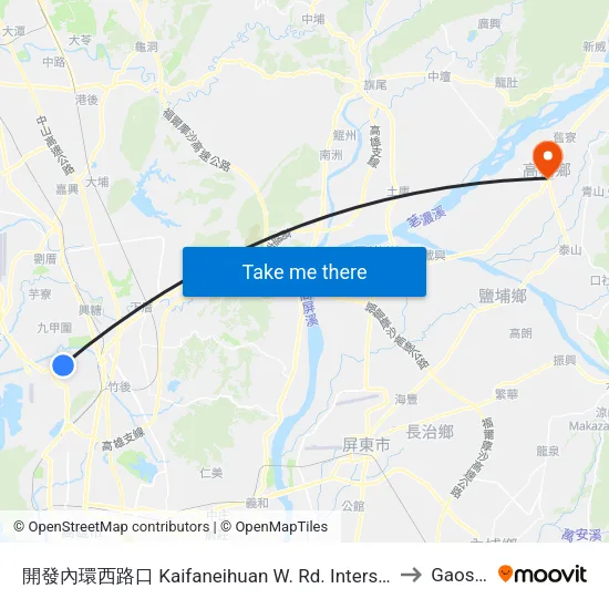 開發內環西路口 Kaifaneihuan W. Rd. Intersection to Gaoshu map
