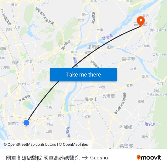 國軍高雄總醫院 國軍高雄總醫院 to Gaoshu map