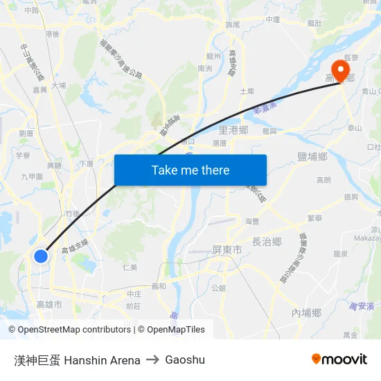 漢神巨蛋 Hanshin Arena to Gaoshu map