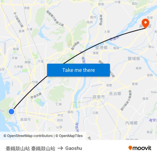 臺鐵鼓山站 臺鐵鼓山站 to Gaoshu map