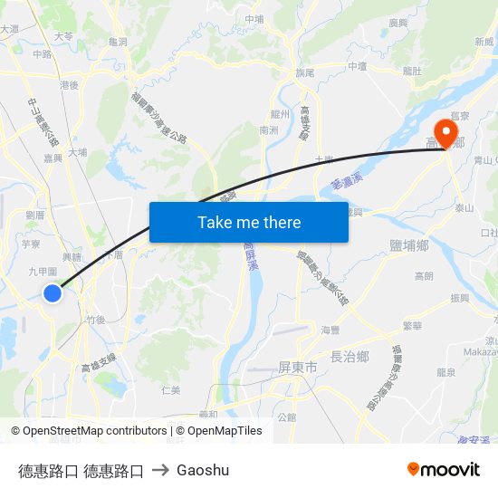 德惠路口 德惠路口 to Gaoshu map