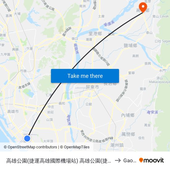 高雄公園(捷運高雄國際機場站) 高雄公園(捷運高雄國際機場站) to Gaoshu map