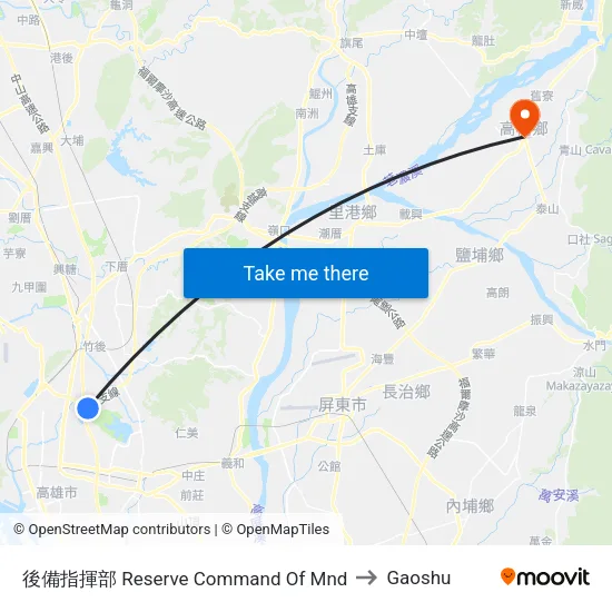 後備指揮部 Reserve Command Of Mnd to Gaoshu map