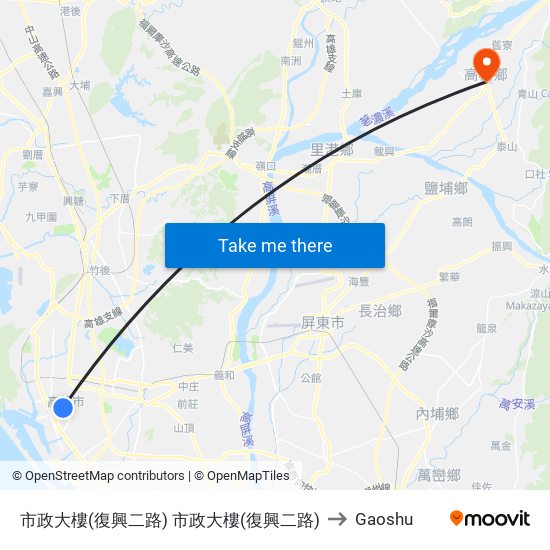 市政大樓(復興二路) 市政大樓(復興二路) to Gaoshu map