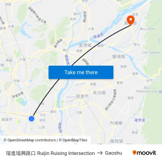 瑞進瑞興路口 Ruijin Ruixing Intersection to Gaoshu map