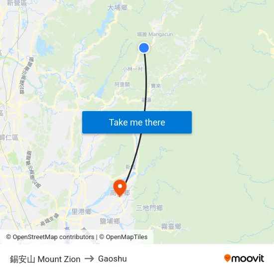 錫安山 Mount Zion to Gaoshu map