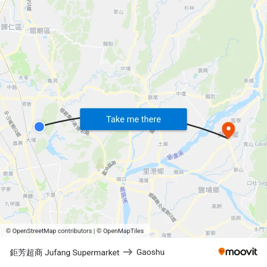 鉅芳超商 Jufang Supermarket to Gaoshu map