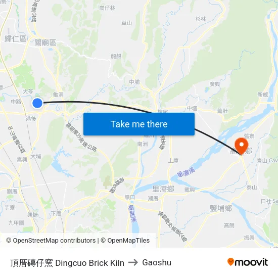 頂厝磚仔窯 Dingcuo Brick Kiln to Gaoshu map