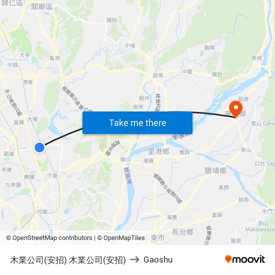 木業公司(安招) 木業公司(安招) to Gaoshu map