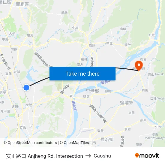 安正路口 Anjheng Rd. Intersection to Gaoshu map