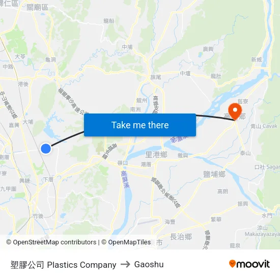 塑膠公司 Plastics Company to Gaoshu map
