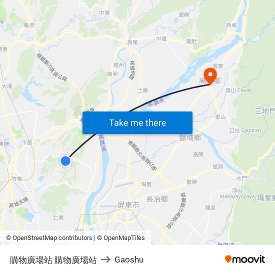 購物廣場站 購物廣場站 to Gaoshu map