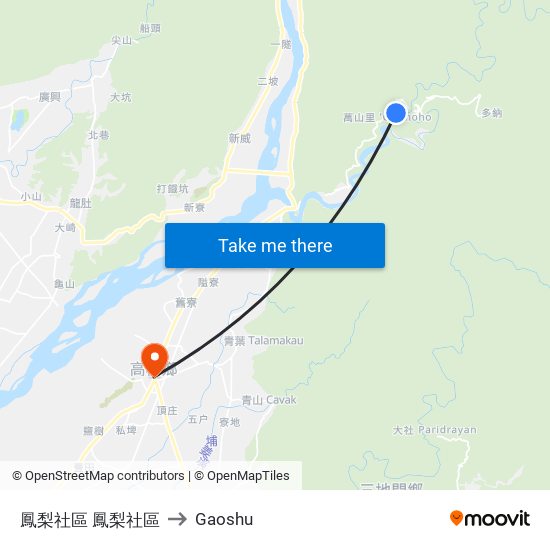 鳳梨社區 鳳梨社區 to Gaoshu map