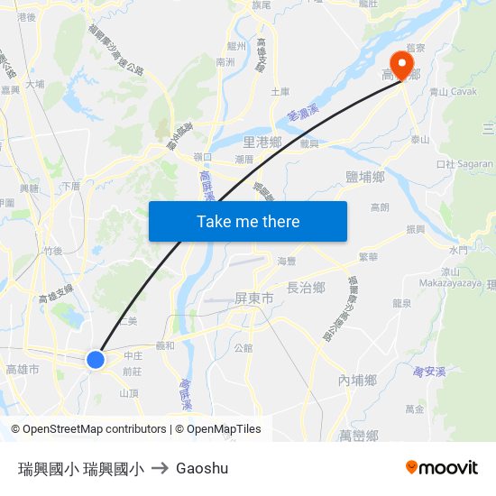 瑞興國小 瑞興國小 to Gaoshu map